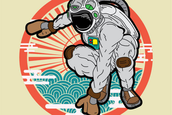 复古潜水员图案裁片印花，打造个性服装