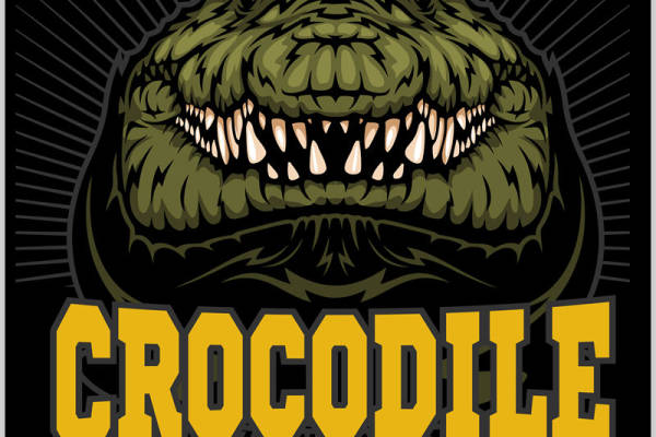 鳄鱼头像裁片印花设计，适合运动服装