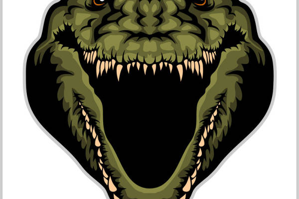 恐龙头像裁片印花设计，适合服装印花