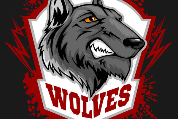 狼头图案裁片印花,时尚运动风服装印花素材