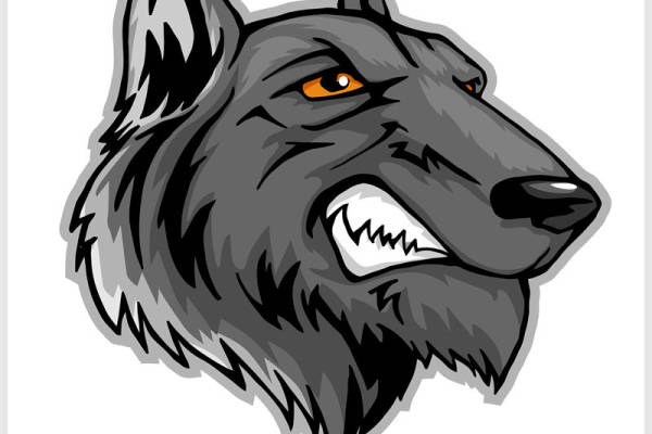 狼头图案裁片印花设计，适用于服装印花