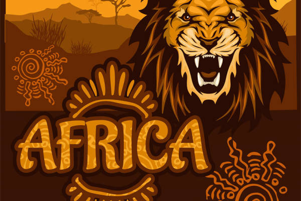 非洲风情狮子头像裁片印花，打造个性服装