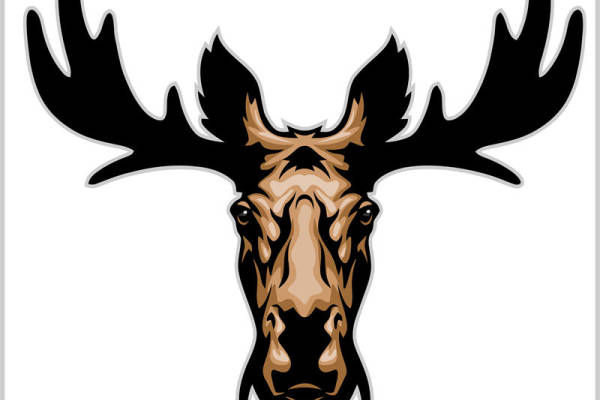 复古风格角鹿头像服装印花裁片