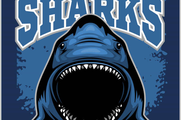 鲨鱼图案裁片印花，时尚个性服装印花素材
