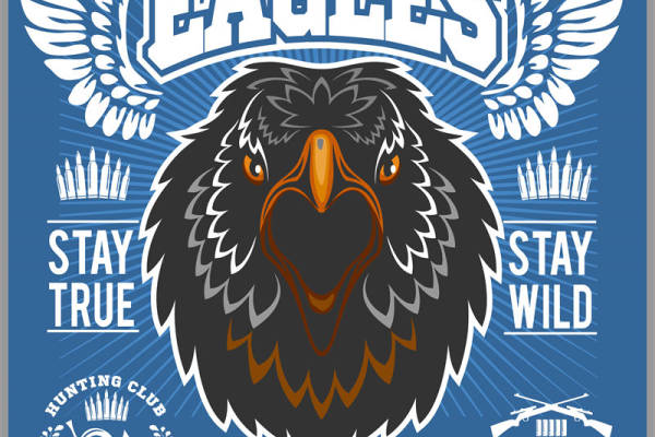 鹰头图案裁片印花设计，打造个性服装