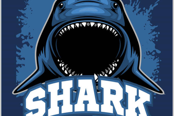 鲨鱼图案裁片印花：个性运动风服装印花素材