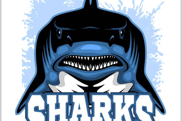 鲨鱼图案裁片印花，时尚运动服装印花素材