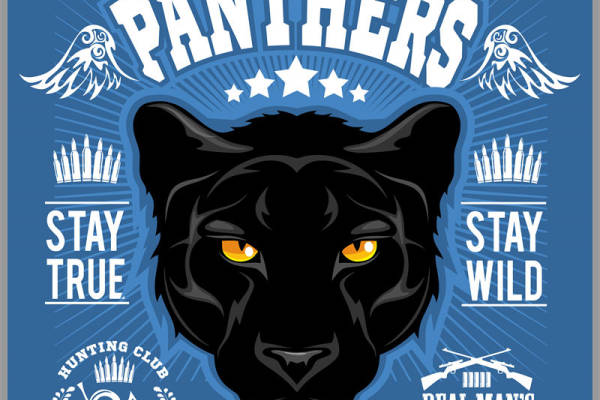 硬汉风黑豹头印花图案，打造个性服装裁片