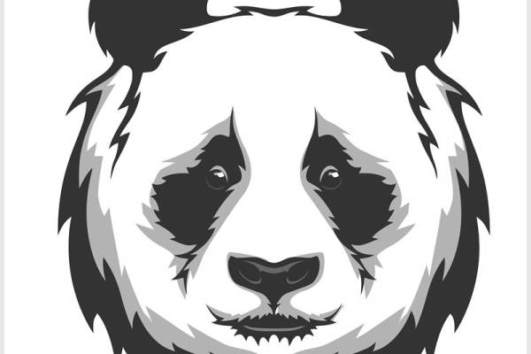 熊猫头像印花素材:可爱设计适用于服装裁片