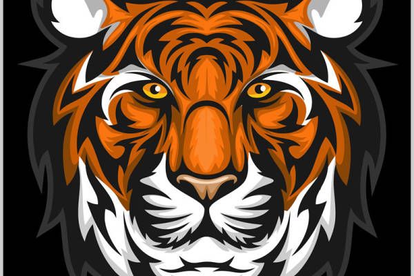 老虎头像裁片印花设计,服装印花新选择