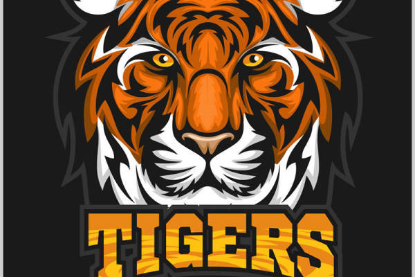 老虎头像裁片印花图案,适合运动服装