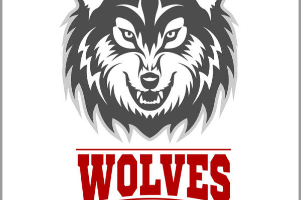 狼头图案裁片印花，时尚运动风服装印花素材