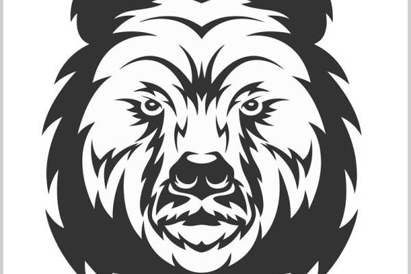 熊头图案裁片印花设计，适用于服装印花