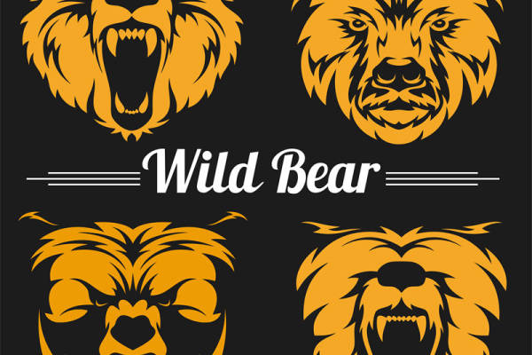 熊头图案裁片印花设计，适用于服装印花