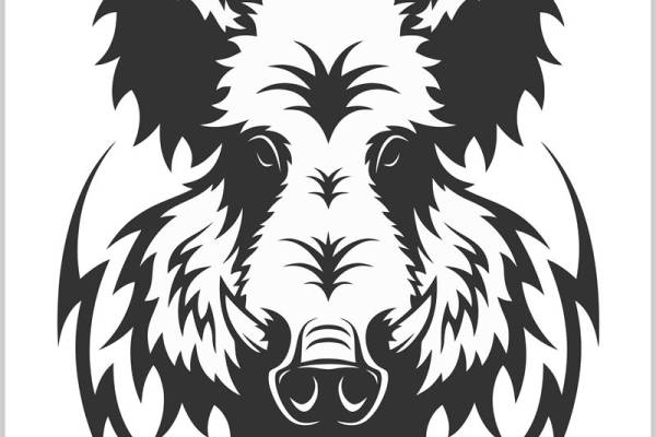 野猪头像裁片印花:创意服装印花设计