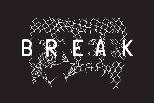 时尚潮流:黑色背景上的白色网格纹理服装印花