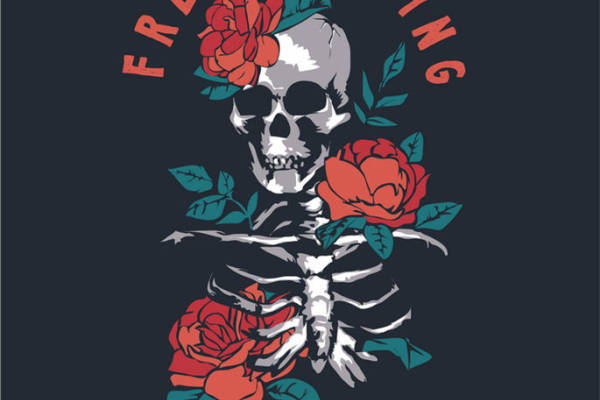 骷髅玫瑰花型裁片印花，打造独特个性服装