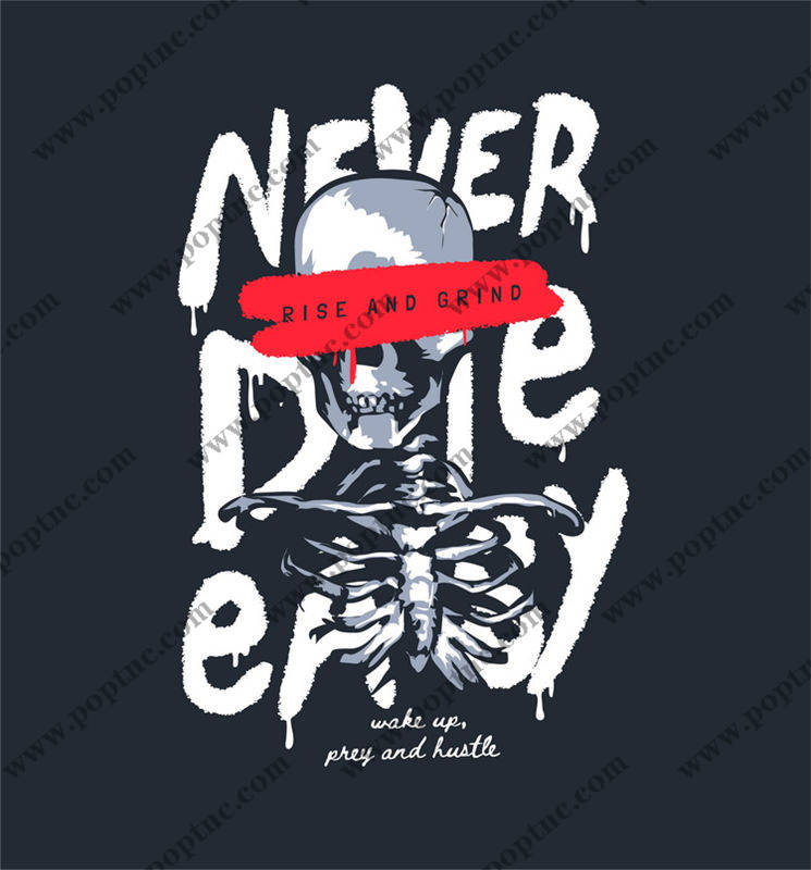 暗黑风格服装印花图案:永不放弃,激发你的斗志