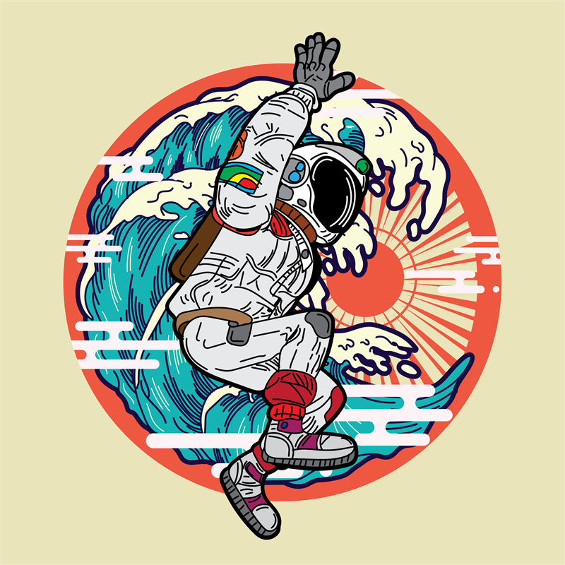 宇航员太空漫步印花图案，打造个性服装