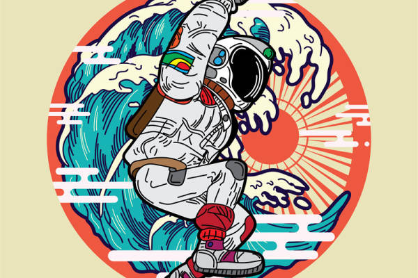 宇航员太空漫步印花图案，打造个性服装