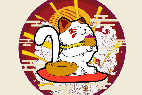 招财猫图案服装印花素材，时尚与财运并存