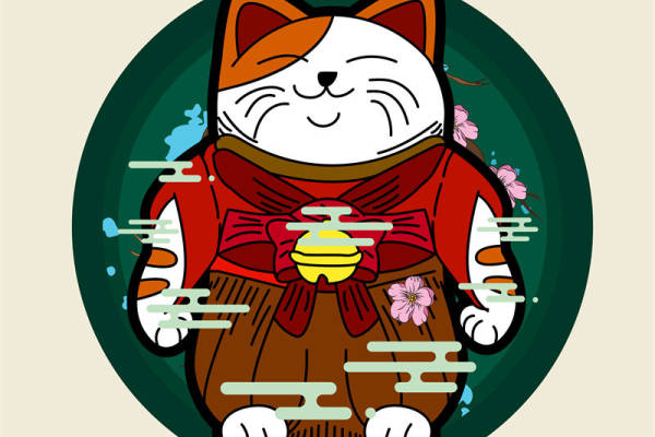 招财猫印花图案：服装印花裁片设计灵感