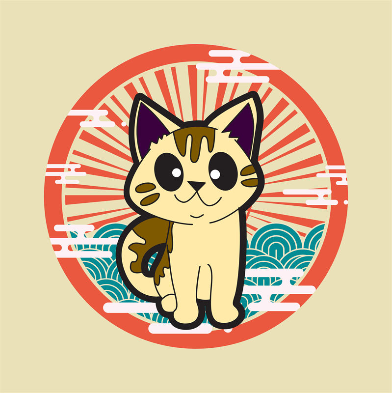 萌趣猫咪图案服装印花裁片设计