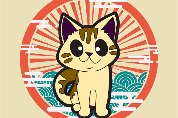 萌趣猫咪图案服装印花裁片设计