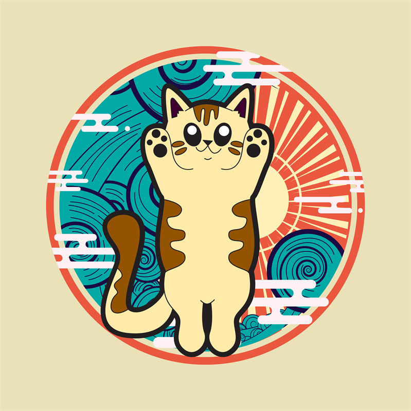 可爱猫咪图案裁片印花，打造个性服装