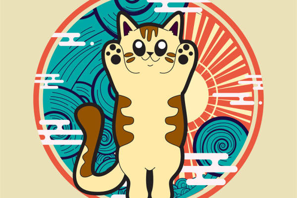 可爱猫咪图案裁片印花，打造个性服装