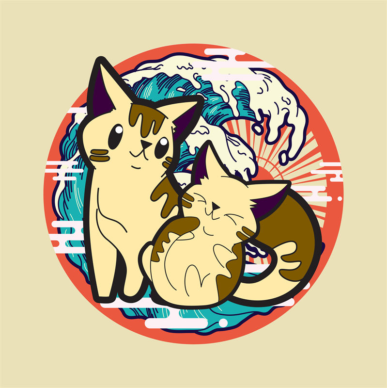 萌趣猫咪印花图案：服装印花新选择