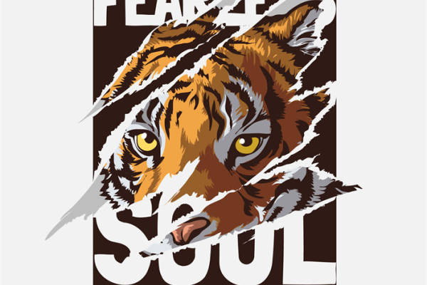 老虎头像裁片印花，打造个性时尚服装