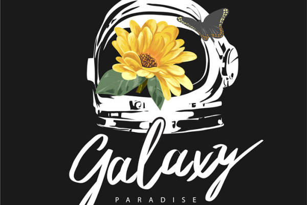 宇航员头盔与向日葵：创意服装印花设计