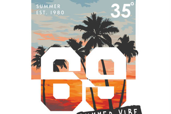 夏日海滩风情服装印花裁片设计