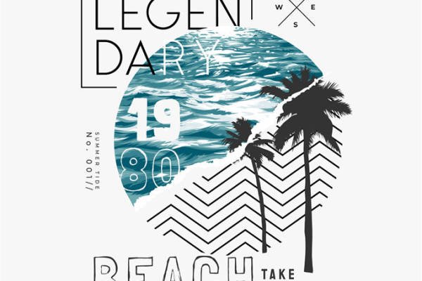 夏日海滩风情服装印花裁片设计