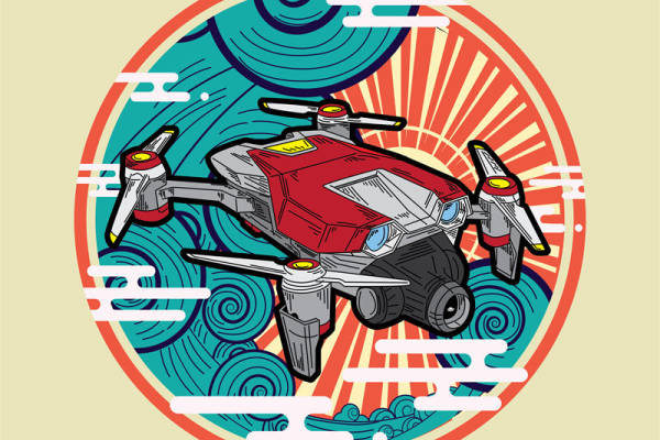 未来科技感无人机印花图案，打造个性服装