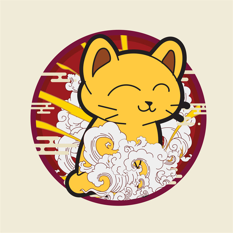 招财猫印花图案：服装印花与裁片印花的理想选择