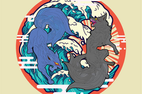 神秘狼与浪花：服装印花裁片设计灵感