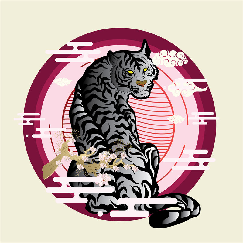 东方神秘黑豹纹服装印花设计