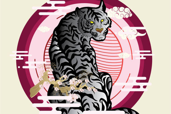 东方神秘黑豹纹服装印花设计