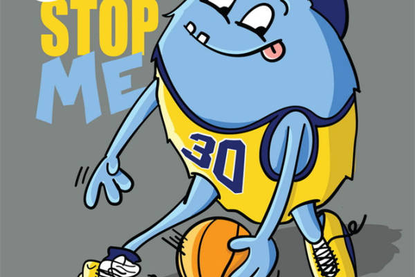 卡通篮球怪兽裁片印花：创意服装印花设计