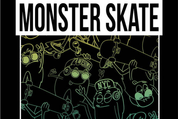 潮牌风滑板手绘图案服装印花裁片