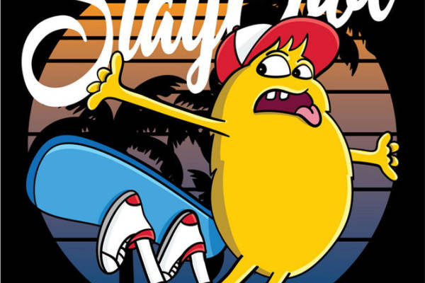 时尚滑板手绘风服装印花裁片