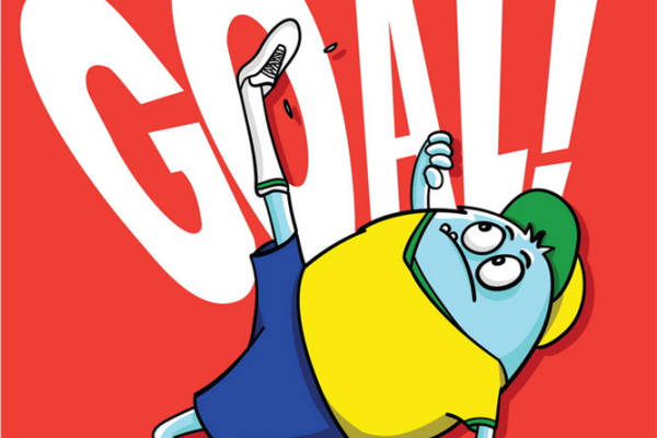 卡通足球运动员印花图案，适合服装裁片印花设计