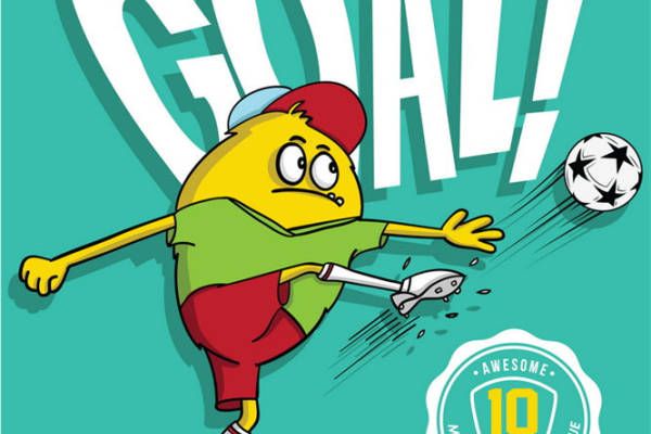 可爱足球小怪兽裁片印花，打造趣味足球主题服装