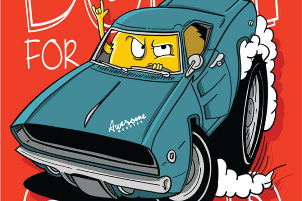 复古赛车图案服装印花裁片印花