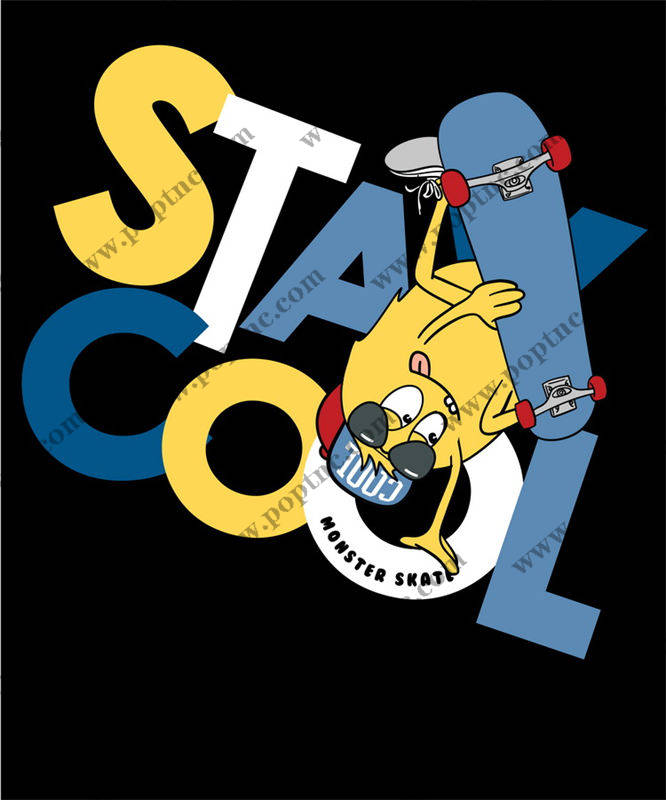 酷炫滑板狗图案服装印花裁片