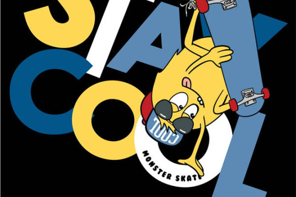 酷炫滑板狗图案服装印花裁片