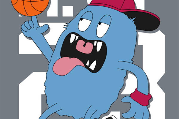 卡通怪兽MVP篮球印花图案，创意服装印花设计