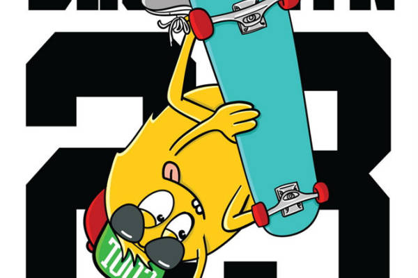 酷炫滑板狗图案服装印花裁片